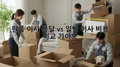 원룸 이사, 용달 vs 일반 이사 비용 비교 가이드
